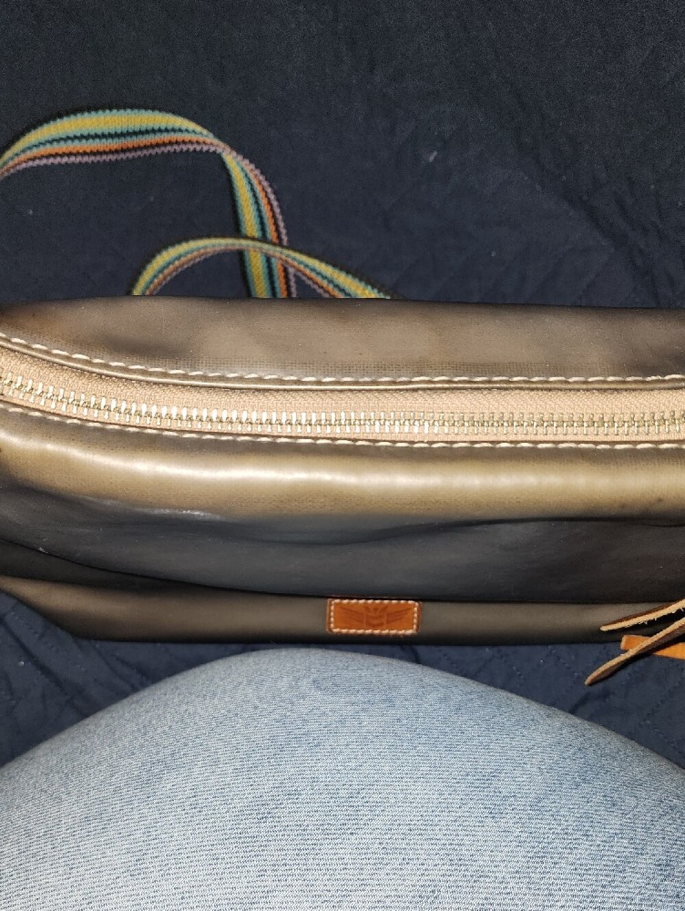 Consuela Leather Crossbody Bag with Multicolor Strap - Picture 8 of 10